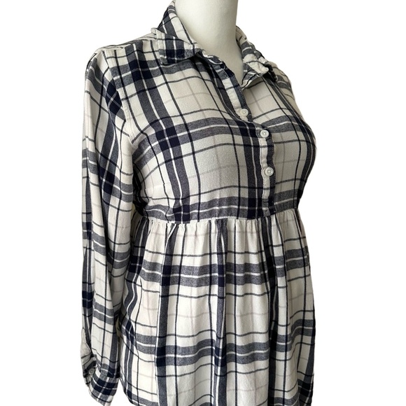 ISABEL MATERNITY Plaid Long Sleeve Button Down Empire Waist Flowy Blouse Size M - Picture 5 of 12